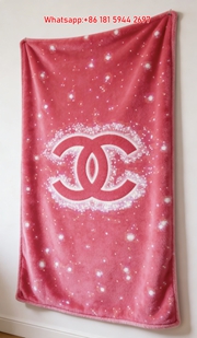 Chanel Flannel Sofa Throw Blanket with Classic Figure Print Wall Hanging Decor IMG_7290